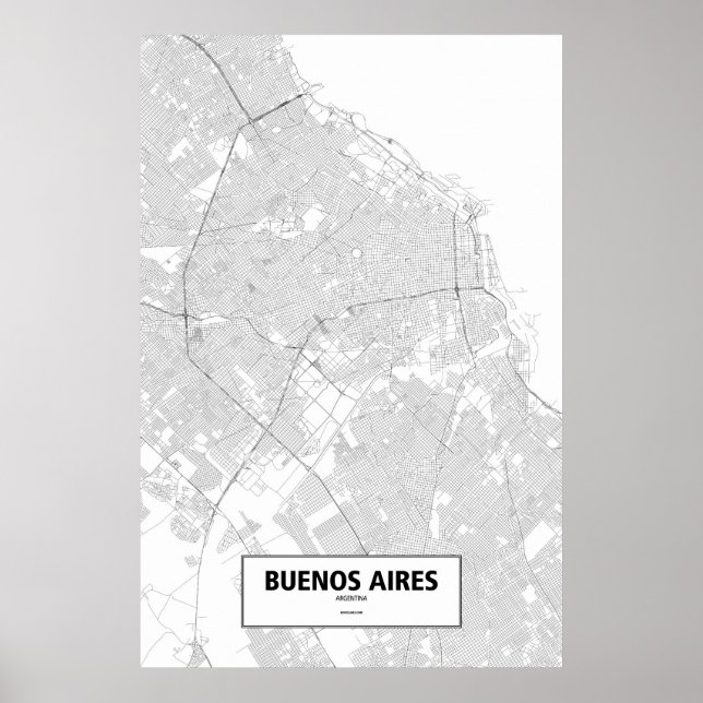 Póster Buenos Aires, Argentina (preto no branco) (Frente)