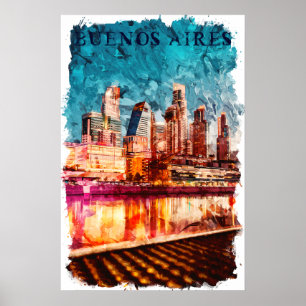 Poster Buenos Aires Argentina Skyline por Night City View