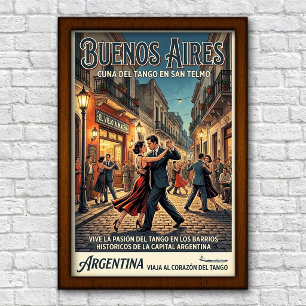 Poster Buenos Aires, Argentina Viagens anos 60 retrô