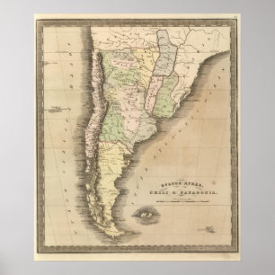 Póster Buenos Aires, Chile, e Patagonia
