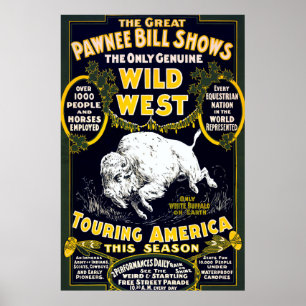 Poster Búfalo Branco de Pawnee Bill Wild West