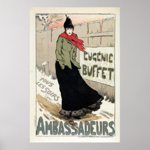 Póster Bufete francês de Eugénie do cantor fêmea do