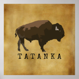 Poster Buffalo Americano Nativo | Bison | Desenho de Tata