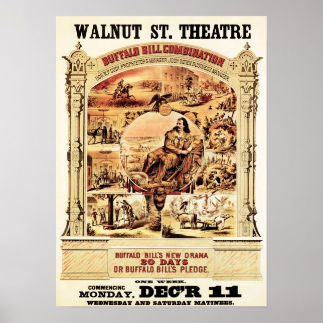 Poster BUFFALO BILL American Walnut Street Theater Advert (Frente)