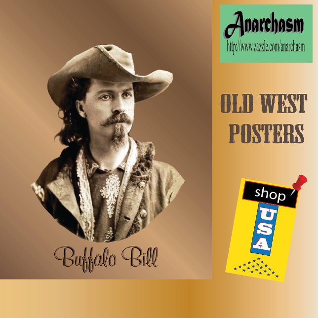 Poster Buffalo Bill Cody 1875 Herói Ocidental EUA (Criador carregado)