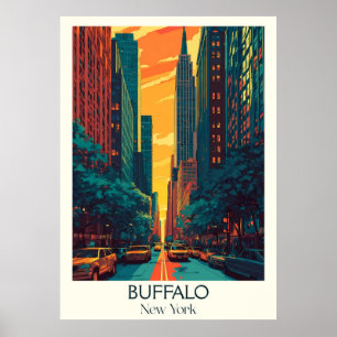 Poster Buffalo New York Vintage City Street Viagem Art