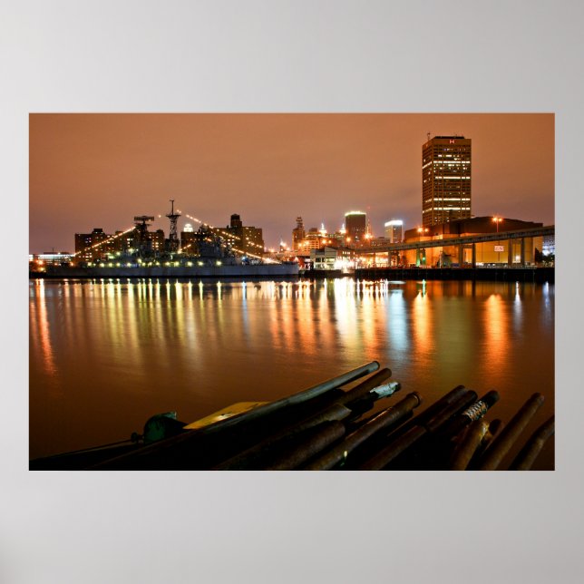 Poster Buffalo, NY à noite (Frente)