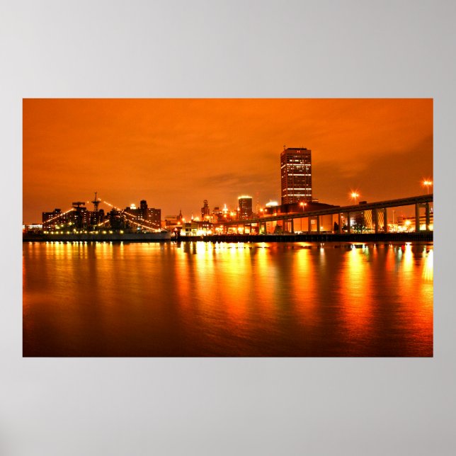 Póster Buffalo NY, céu noturno (Frente)