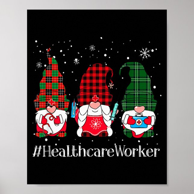 Poster Buffalo Plaid Gnome Healthcare Worker Nurse Christ (Frente)