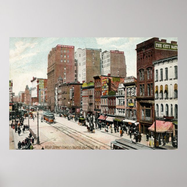 Poster Buffalo, Rua Principal, olhando para o Norte, 1907 (Frente)
