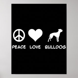 Poster Buldog do Amor pela Paz  Presente para o Lover do 