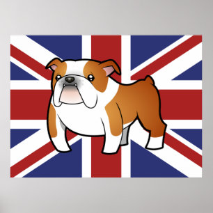 Póster Buldogue do inglês dos desenhos animados de Union