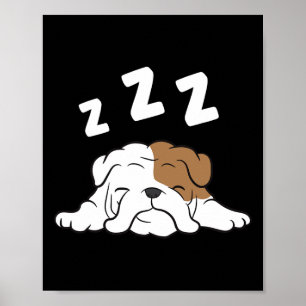 Poster Buldogue Dormindo Buldogue Pajama Diversão Buldogu