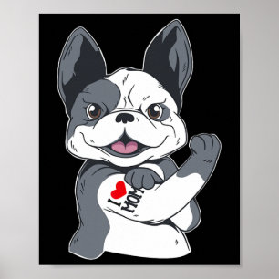 Poster Buldogue Engraçado Eu Amo A Mãe Tatuagem