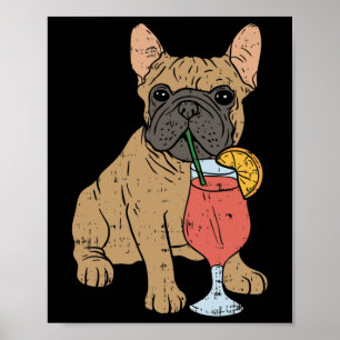 Poster Buldogue francês Frenchi Bebendo de porco