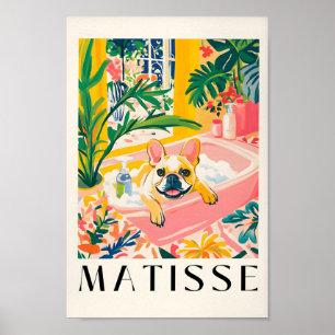 Poster Buldogue Francês Na Banheira, Arte De Muro Engraça