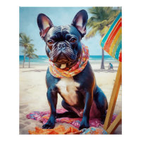 Buldogue francês na praia, presente de verão para