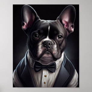 Poster Buldogue Francês Vestindo Tuxedo