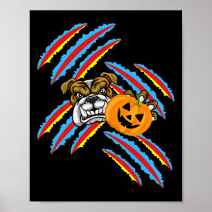 Poster Buldogue Mãe Halloween Pumpkin