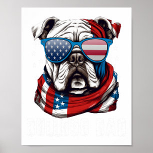 Poster Buldogue Pai Dos Eua Bandeira 4 De Julho Pai Cão