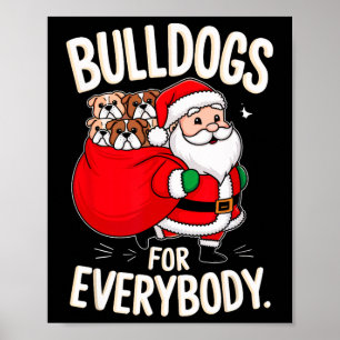 Poster Buldogue Para Todos Papais noeis Engraçados Natal 