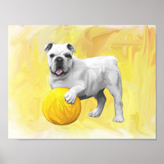 Poster Buldogue Reproduzindo com Pintura de Cobra-d'Água (Frente)