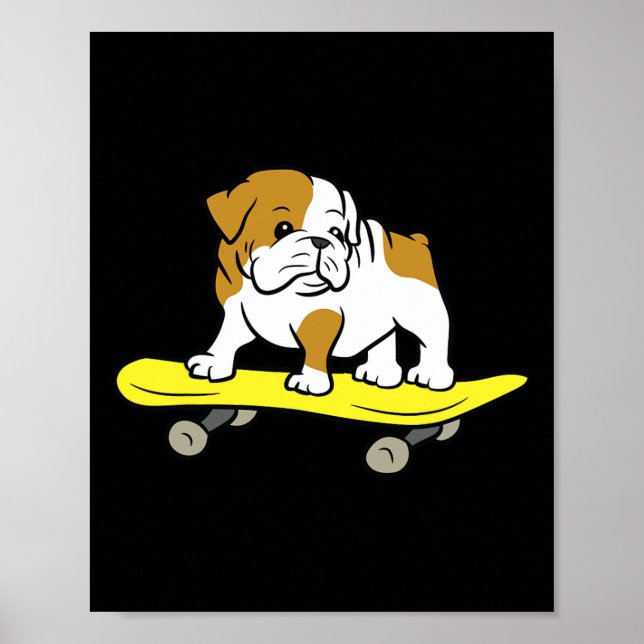 Poster Buldogue Skateboard Dog Skater Buldogue (Frente)