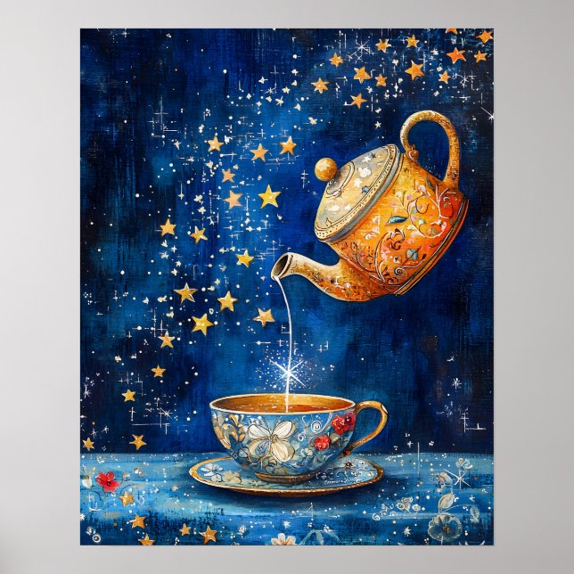 Poster Bule e Xícara Encantados Celestiais (Frente)