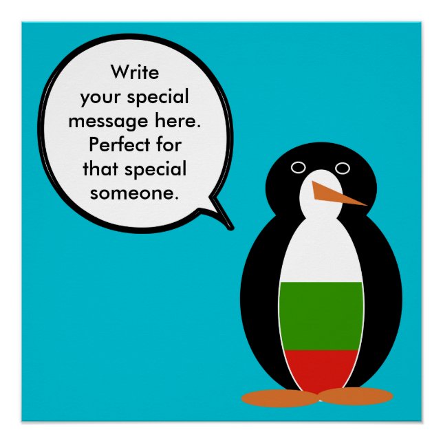 Póster Búlgara falando Sra. Penguin Personalizada (Frente)
