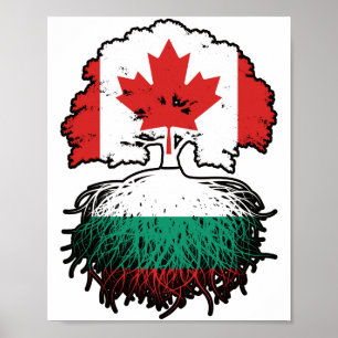 Poster Bulgária Canadá-Bulgária Bandeira de Raízes de Árv
