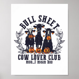 Poster Bull Sheet Cow Lover Club Moo I refiro-me a Hoo Co