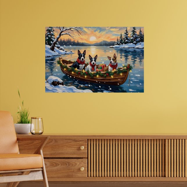 Poster Bull Terrier Christmas Boat Holiday (Sala de Estar 2)