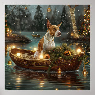 Poster Bull Terrier Christmas Voyage festiva