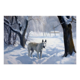 Póster Bull Terrier Deixe Nevar Natal