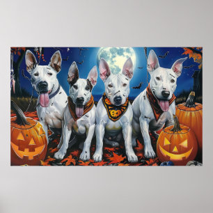 Poster Bull Terrier Halloween Assustador 