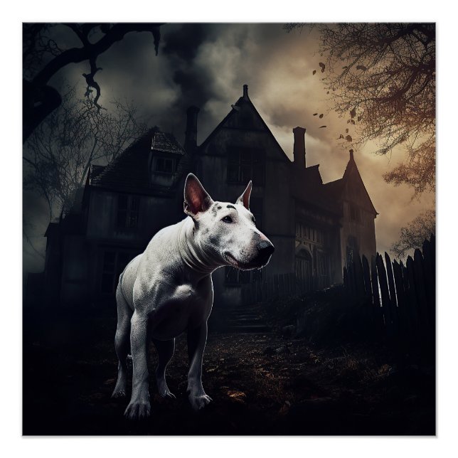 Póster Bull Terrier Halloween Scary (Frente)