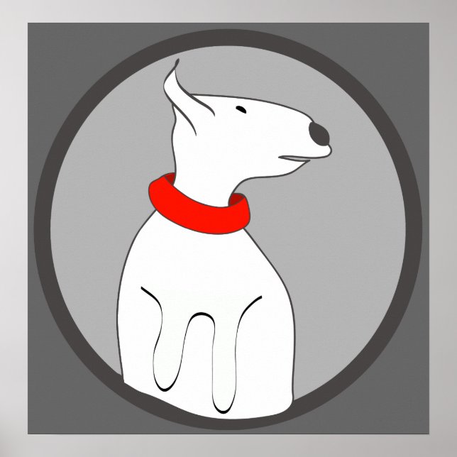 POSTER BULL TERRIER RED COLLAR PUPPER (Frente)