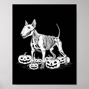 Poster Bull Terrier Skeleton Birthday Halloween Mens Mulh
