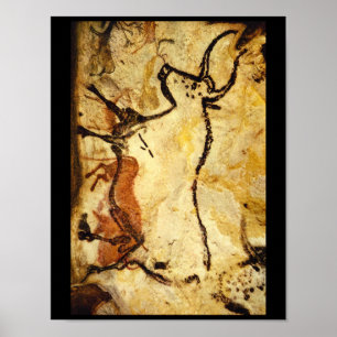Póster Bull', vermelho Lascaux, Dordogne_Art da
