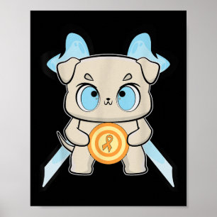 Poster Bulldog Anime Pup Conscientização sobre Leucemia p