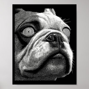 Poster Bulldog britânico hipnótico Olhos estranhos Weirdc