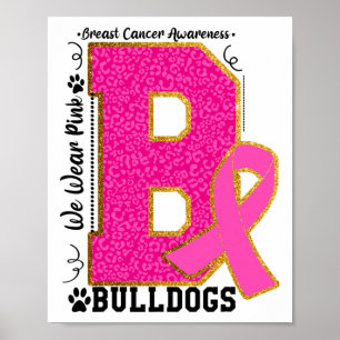Poster Bulldog Cor-de-Rosa vestido Sensibilização para o
