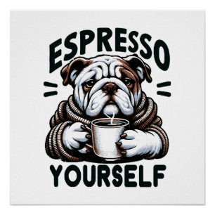 Póster Bulldog Espresso Quente - Café Aconchegante