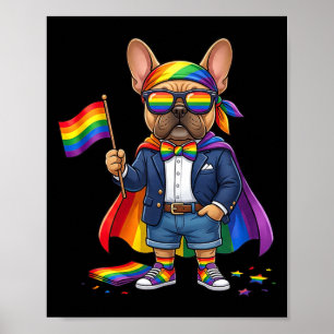 Poster Bulldog Francês Arco-Íris Lésbica Gay Orgulho Lgbt