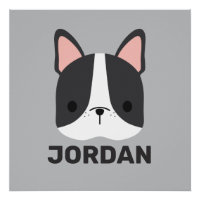 Bulldog Francês Bonito com Poster de Nome Personal