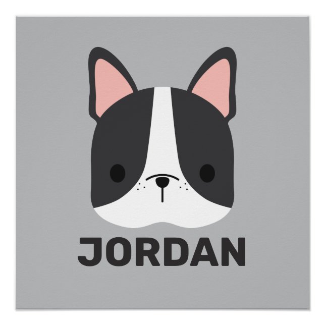 Póster Bulldog Francês Bonito com Poster de Nome Personal (Frente)