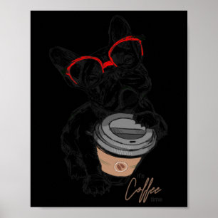 Poster Bulldog Francês com Gles Café Presente