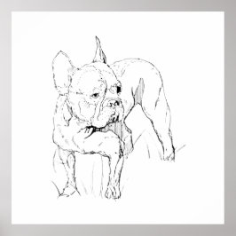 Poster Bulldog Francês – Ilustração de Cachorro Desenhada