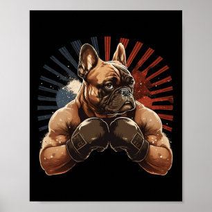 Poster Bulldog Francês Kickboxing Arte Marcial Boxe Cacho