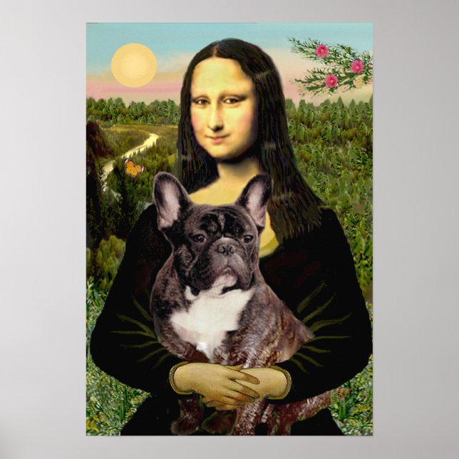 Poster Bulldog Francês (listrado) - Mona Lisa (Frente)